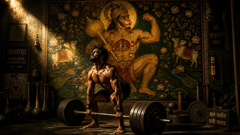 Akhara Strength Co. — member mid-deadlift, Saket gym floor